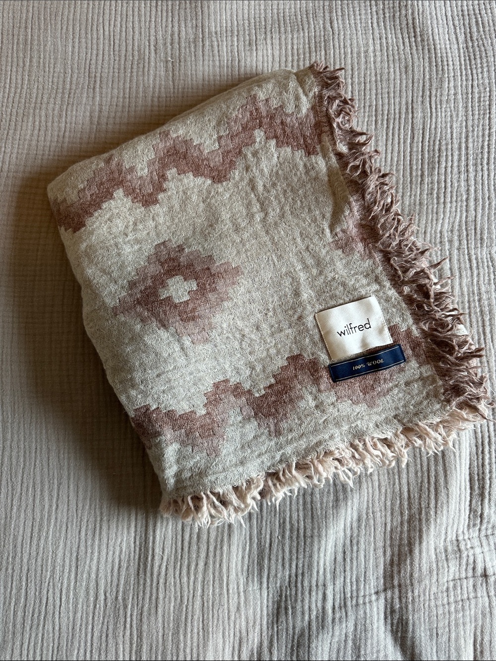 Wilfred Diamond Mosaic Blanket Scarf in milk/cigar